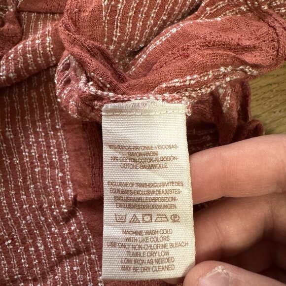 Free People‎ Women Size Large Blouse Bohemian Hippie Cottagecore Tie Top Long - Picture 9 of 11